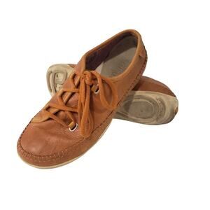 Vintage Timberland Earth keepers Crinkled Leather lace up Moccasin shoes sz 6